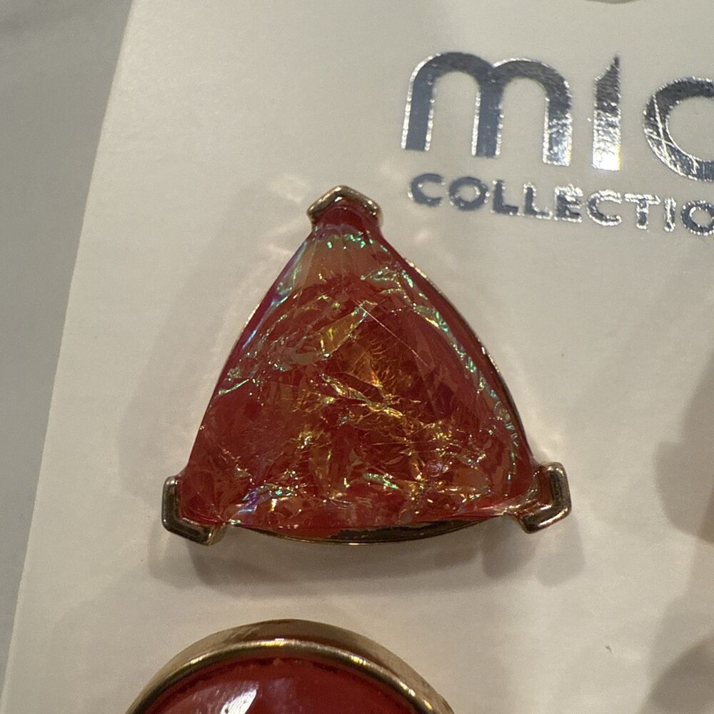 Mia Collection Costume Jewelry 3 Sets Red Earrings Post NEW - Picture 2 of 6